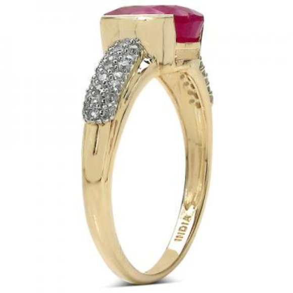 Ruby and 10K Yellow Gold Over Sterling Silver Natural White Zircon 2.51 CTW - Picture 4 of 6